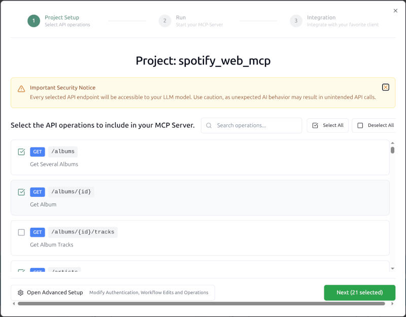 MCP Builder Choose Endpoint